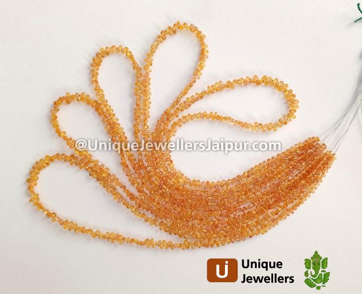 Orange Songea Sapphire Faceted Drops Beads
