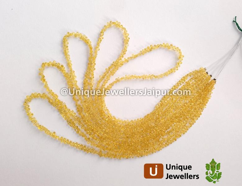 Lemon Songea Sapphire Faceted Drops Beads