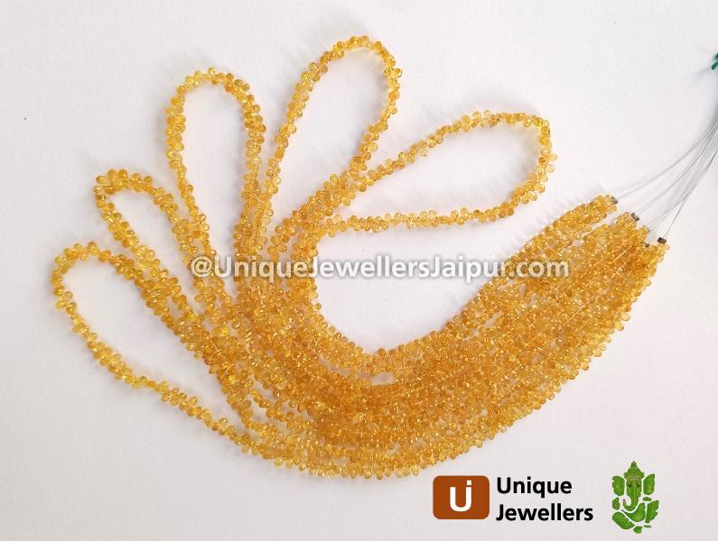 Yellow Songea Sapphire Faceted Drops Beads