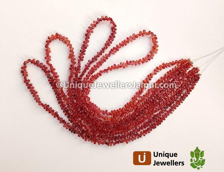 Red Songea Sapphire Faceted Drops Beads