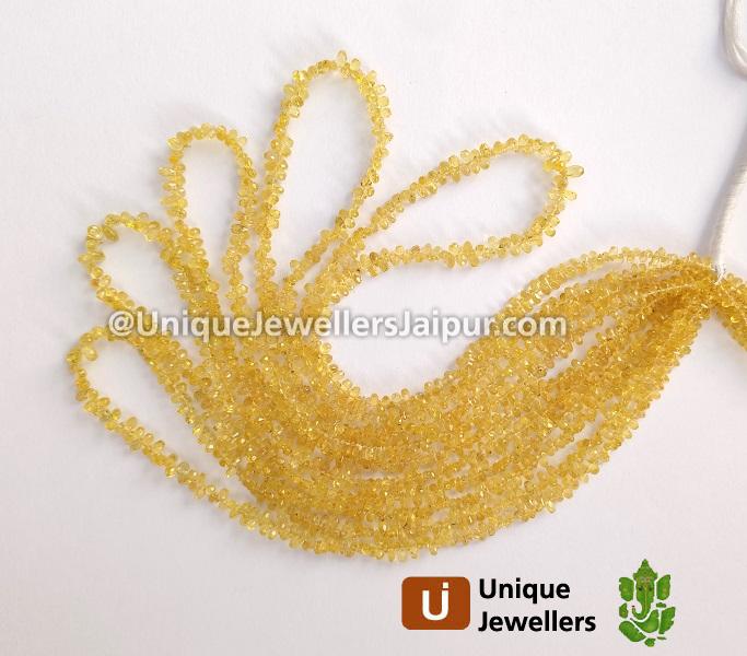 Lemon Songea Sapphire Faceted Drops Beads