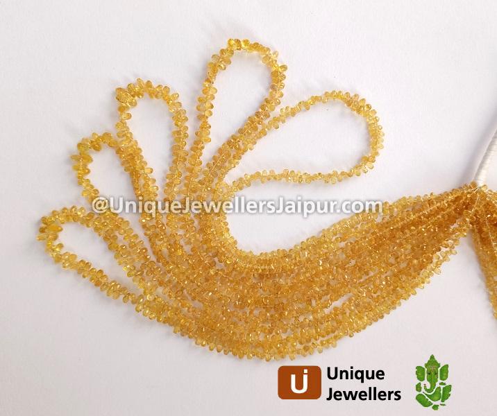 Yellow Songea Sapphire Faceted Drops Beads