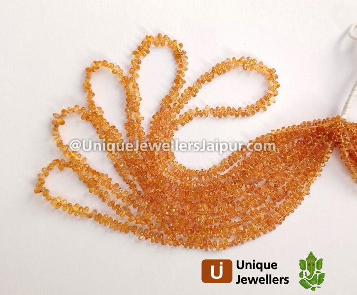 Orange Songea Sapphire Faceted Drops Beads