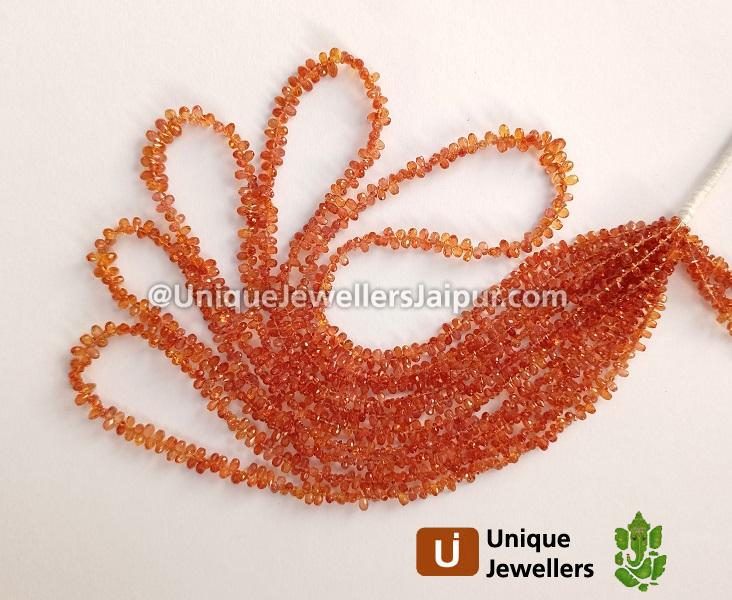 Reddish Orange Songea Sapphire Faceted Drops Beads