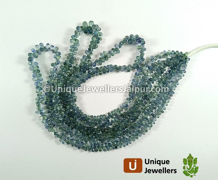 Natural Teal Sapphire Faceted Drops Beads