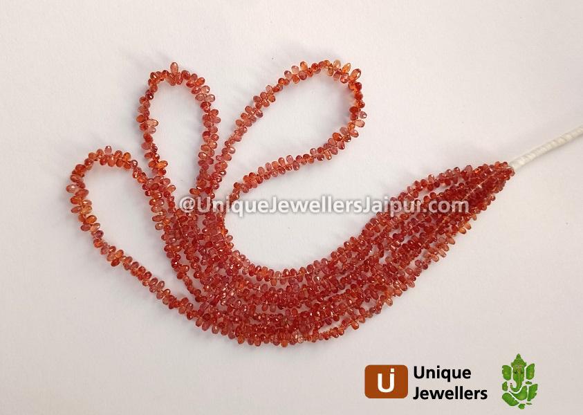 Red Songea Sapphire Faceted Drops Beads