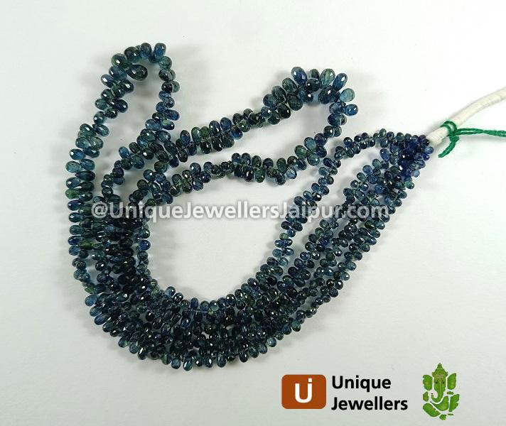 Natural Teal Sapphire Faceted Drops Beads