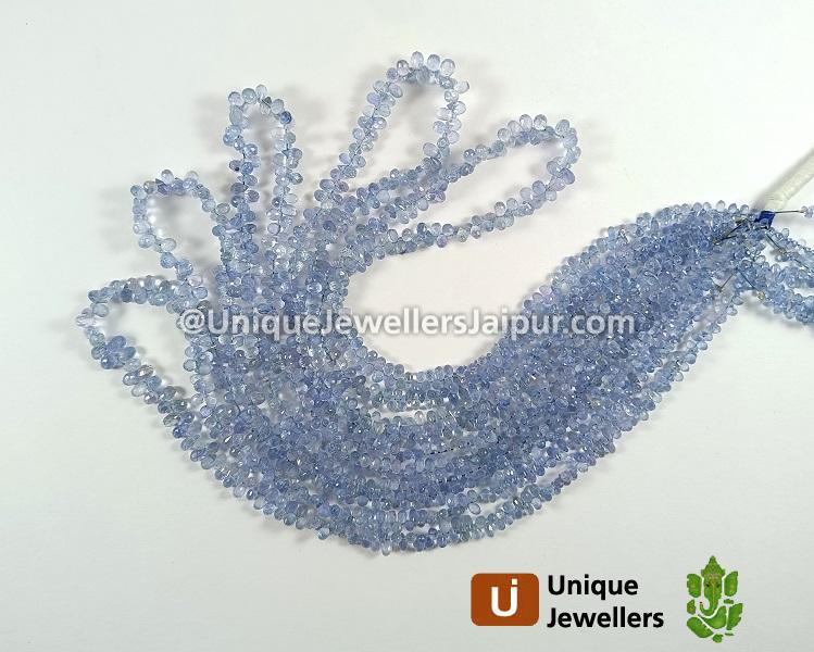 Natural Blue Sapphire Faceted Drops Beads