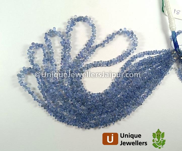 Natural Blue Sapphire Faceted Drops Beads