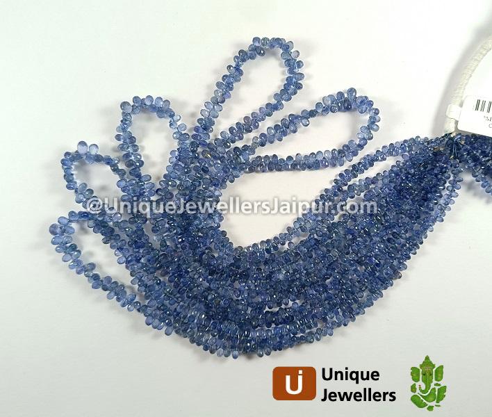 Natural Blue Sapphire Faceted Drops Beads