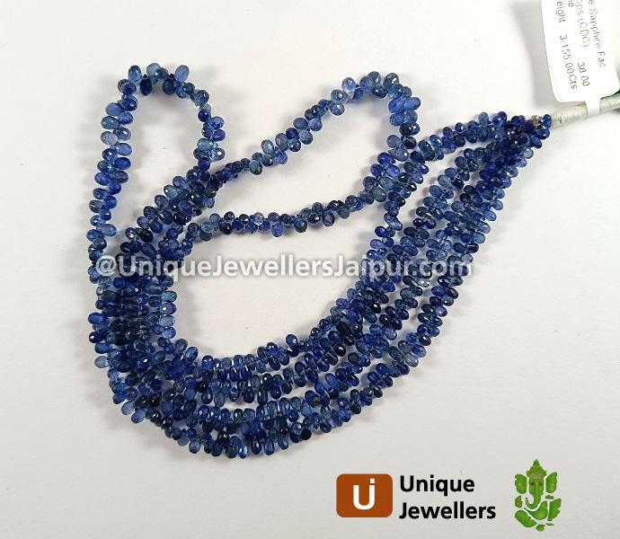 Natural Blue Sapphire Faceted Drops Beads