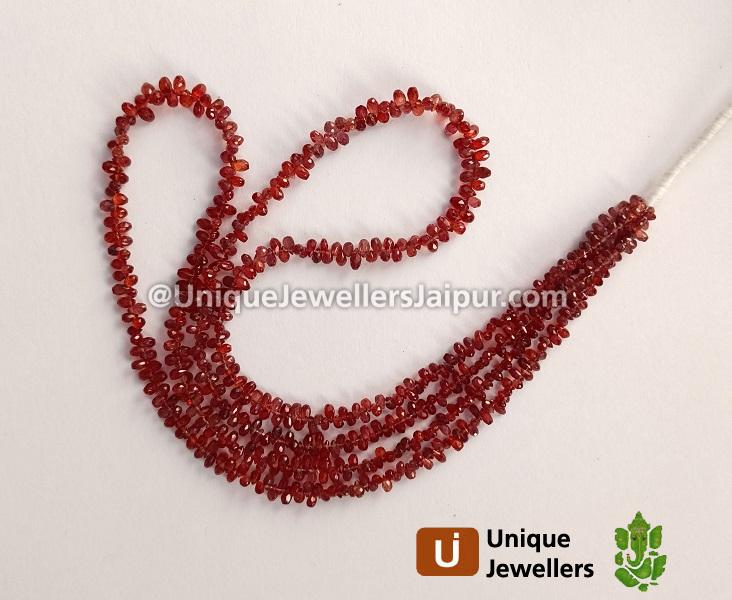 Reddish Orange Sapphire Faceted Drops Beads