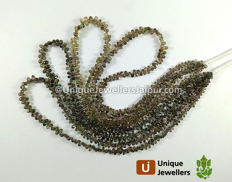 Green Sapphire Faceted Drops Beads