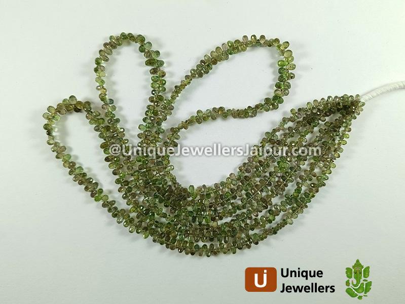 Green Sapphire Faceted Drops Beads