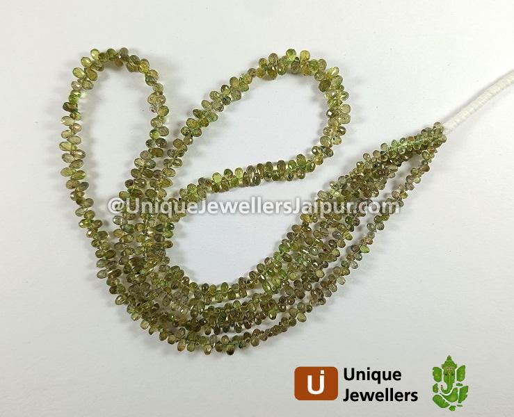 Green Sapphire Faceted Drops Beads