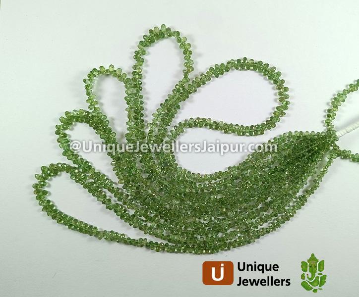 Green Sapphire Faceted Drops Beads