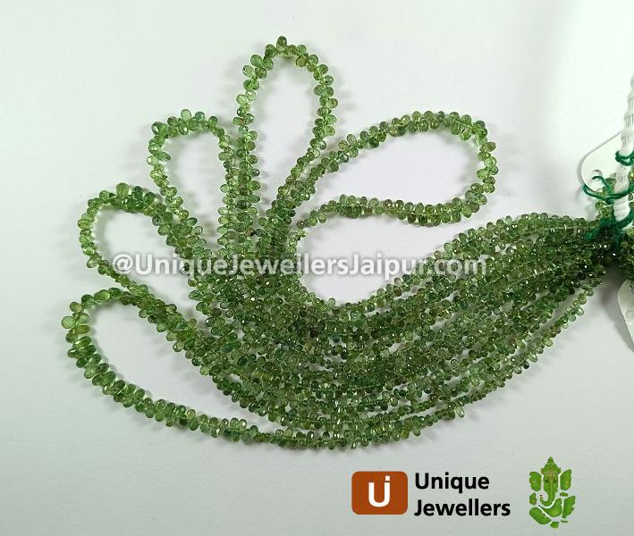 Green Sapphire Faceted Drops Beads