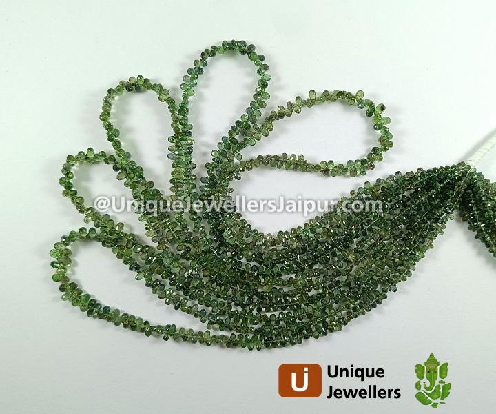 Green Sapphire Faceted Drops Beads