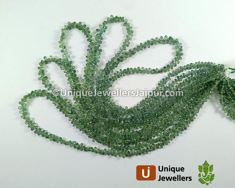 Green Sapphire Faceted Drops Beads
