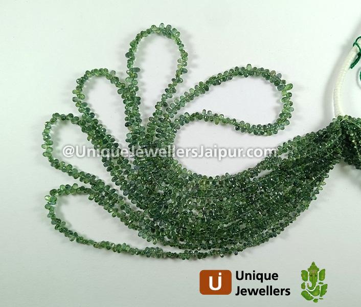 Green Sapphire Faceted Drops Beads