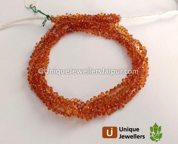Orange Sapphire Faceted Drops Beads