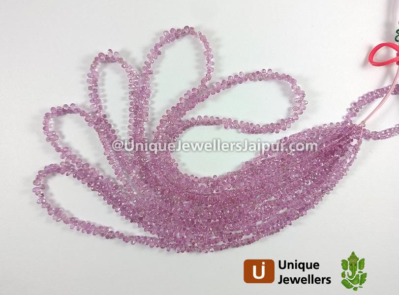 Natural Pink Sapphire Faceted Drops Beads