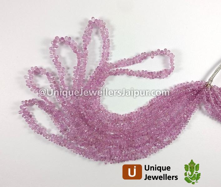 Natural Pink Sapphire Faceted Drops Beads