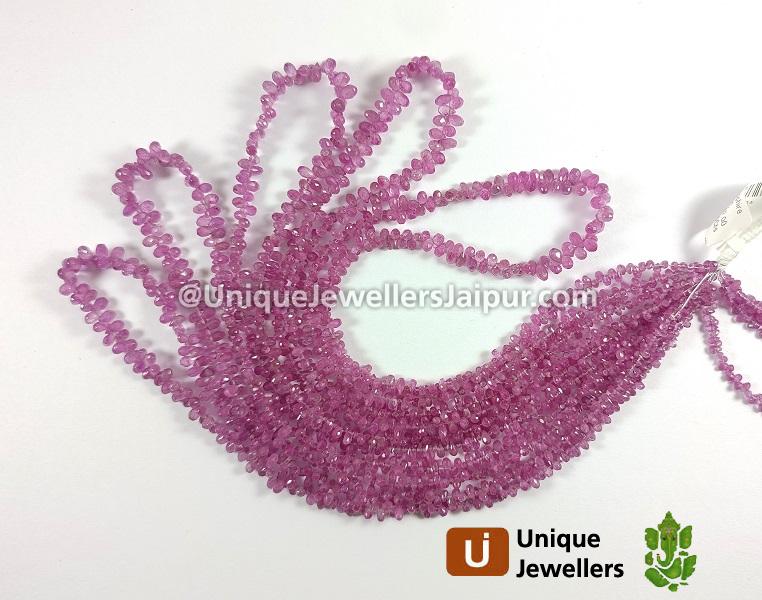 Natural Pink Sapphire Faceted Drops Beads