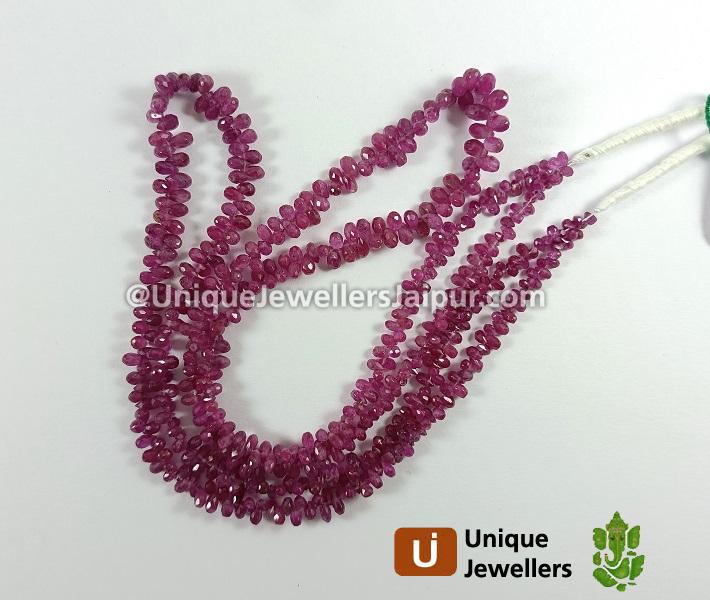 Natural Pink Sapphire Faceted Drops Beads