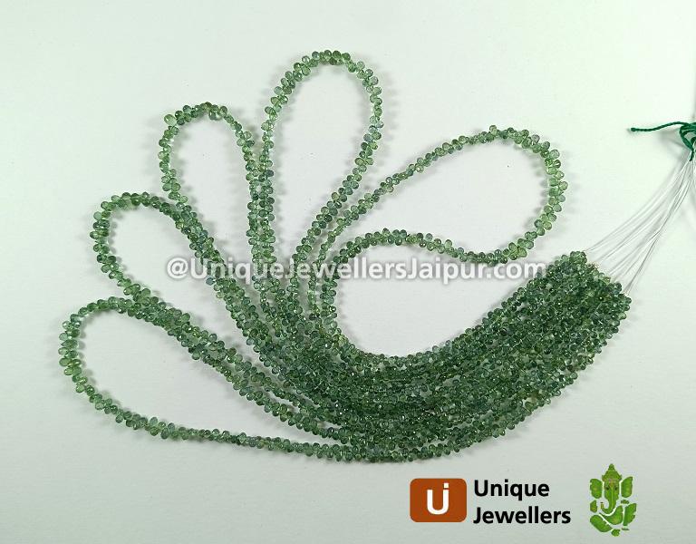 Green Sapphire Faceted Drops Beads