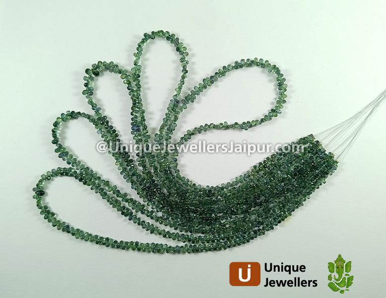 Green Sapphire Faceted Drops Beads