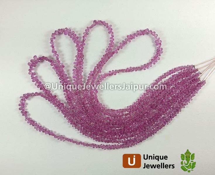 Natural Pink Sapphire Faceted Drops Beads