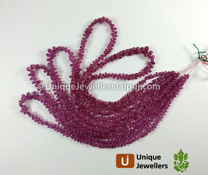 Natural Pink Sapphire Faceted Drops Beads