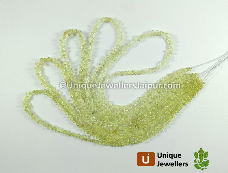 Swamp Green Sapphire Faceted Drops Beads