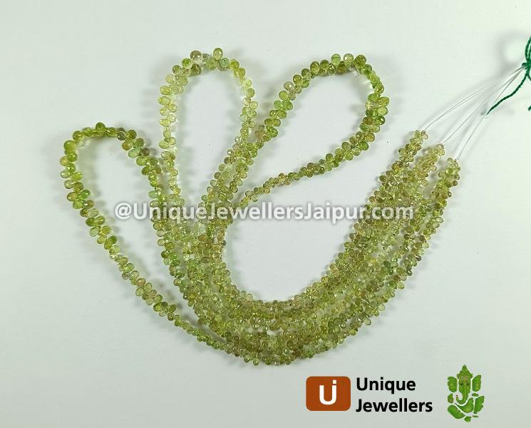 Lime Green Sapphire Faceted Drops Beads