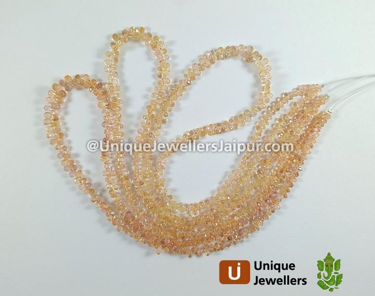 Coral Peach Sapphire Faceted Drops Beads