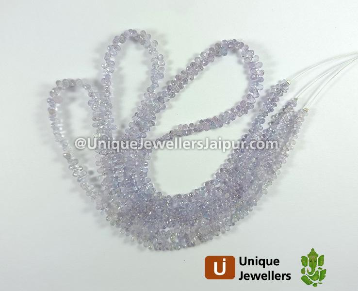 Pale Lavender Sapphire Faceted Drops Beads