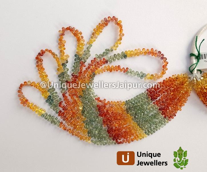 Natural Multi Sapphire Faceted Drops Beads