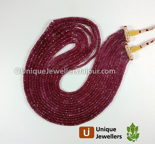 Ruby Faceted Roundelle Beads