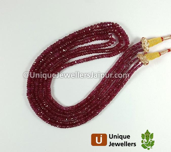 Ruby Faceted Roundelle Beads