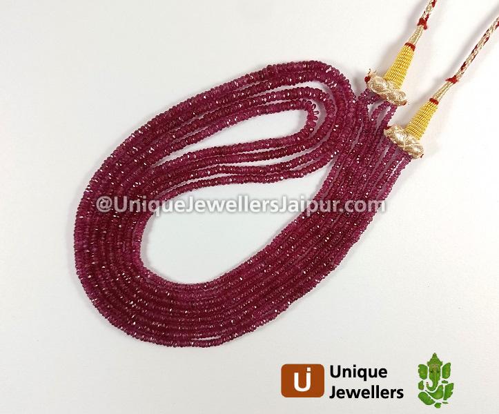 Ruby Faceted Roundelle Beads