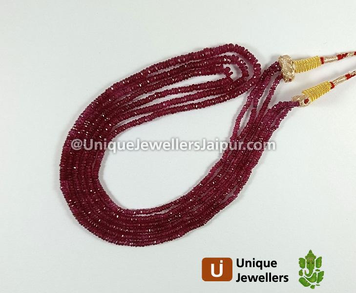 Ruby Faceted Roundelle Beads