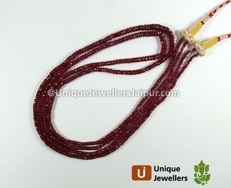 Ruby Faceted Roundelle Beads