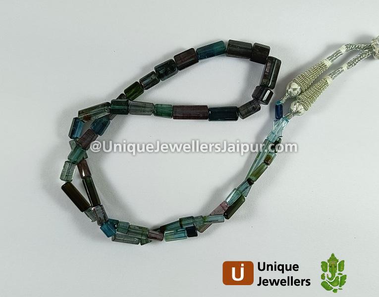 Blue Tourmaline Shaded Pipe Beads