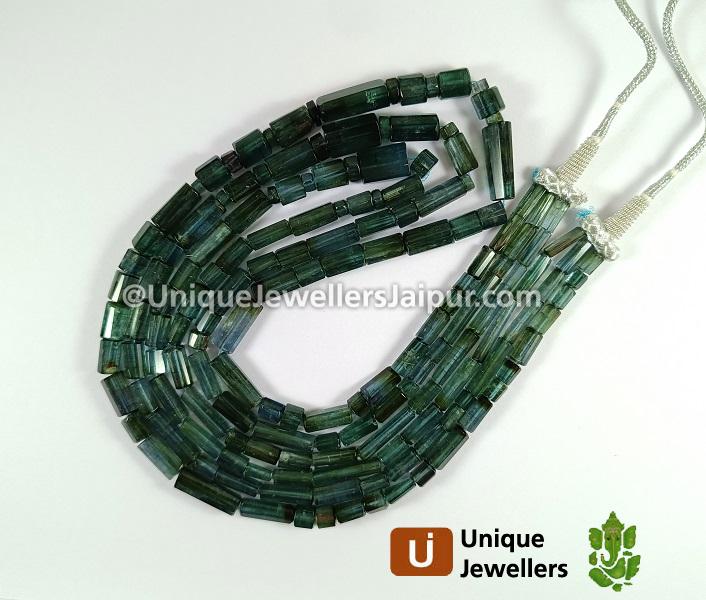 Indigo Blue Tourmaline Shaded Pipe Beads