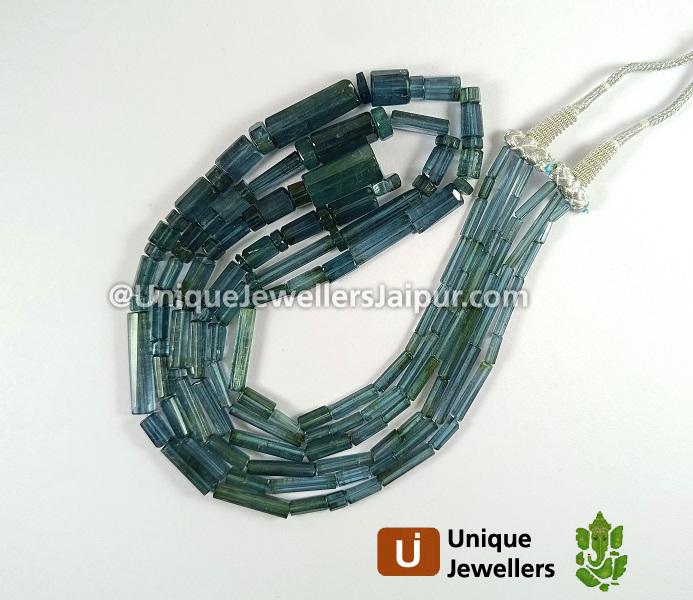 Indigo Blue Tourmaline Shaded Pipe Beads