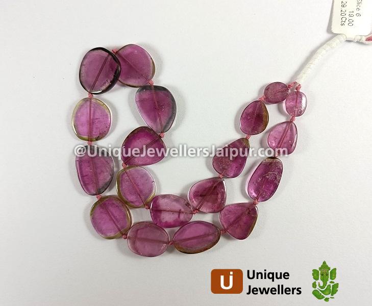 Watermelon Tourmaline Smooth Slices Beads