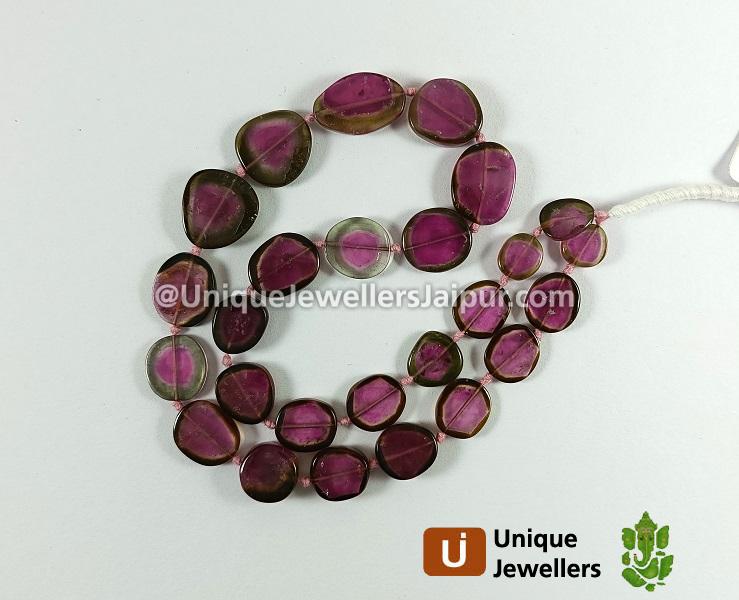 Watermelon Tourmaline Smooth Slices Beads