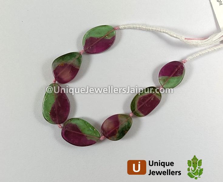 Watermelon Tourmaline Smooth Slices Beads