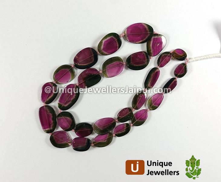 Watermelon Tourmaline Smooth Slices Beads